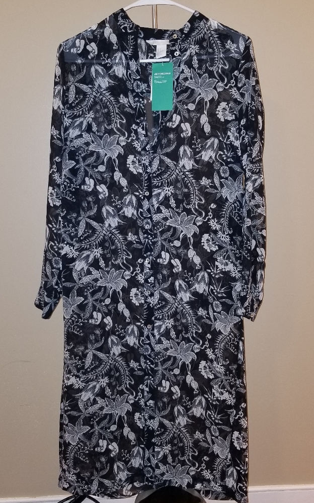Sheer Button Down Shirt Dress- NEW
